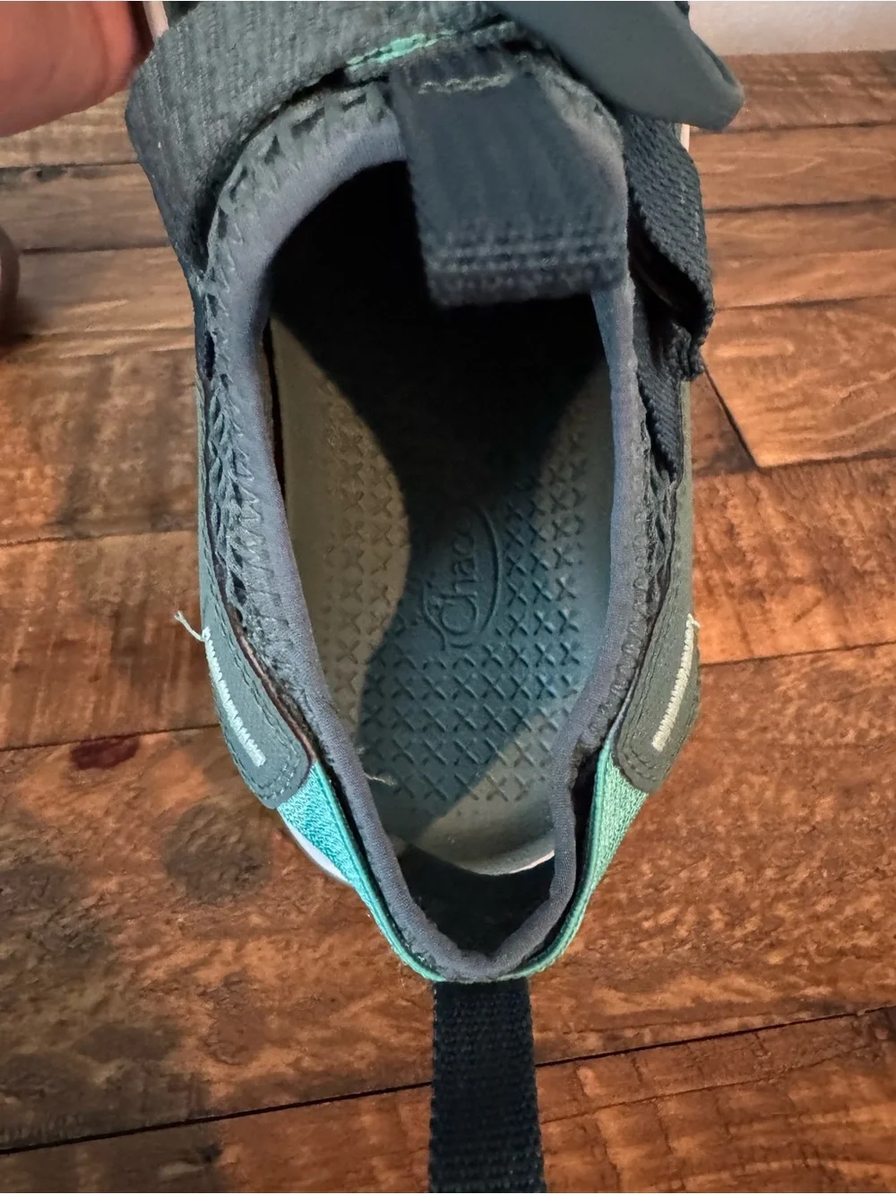 Chaco Men's Odyssey Sport Slip-On Athletic Sandals in Teal and Gray